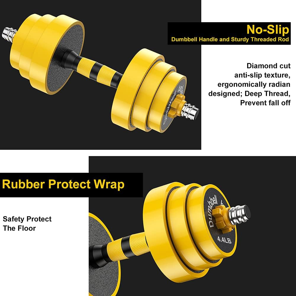 66Lbs Adjustable Dumbbell Barbell Kettlebell, Free Weights 3-In-1 Dumbbell Barbell Kettlebell Set, Non-Slip Hand Dumbbell for Home, Gym, Office