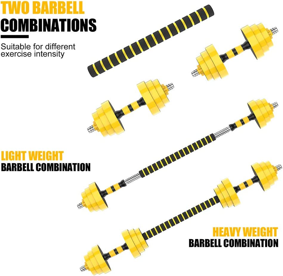 66Lbs Adjustable Dumbbell Barbell Kettlebell, Free Weights 3-In-1 Dumbbell Barbell Kettlebell Set, Non-Slip Hand Dumbbell for Home, Gym, Office